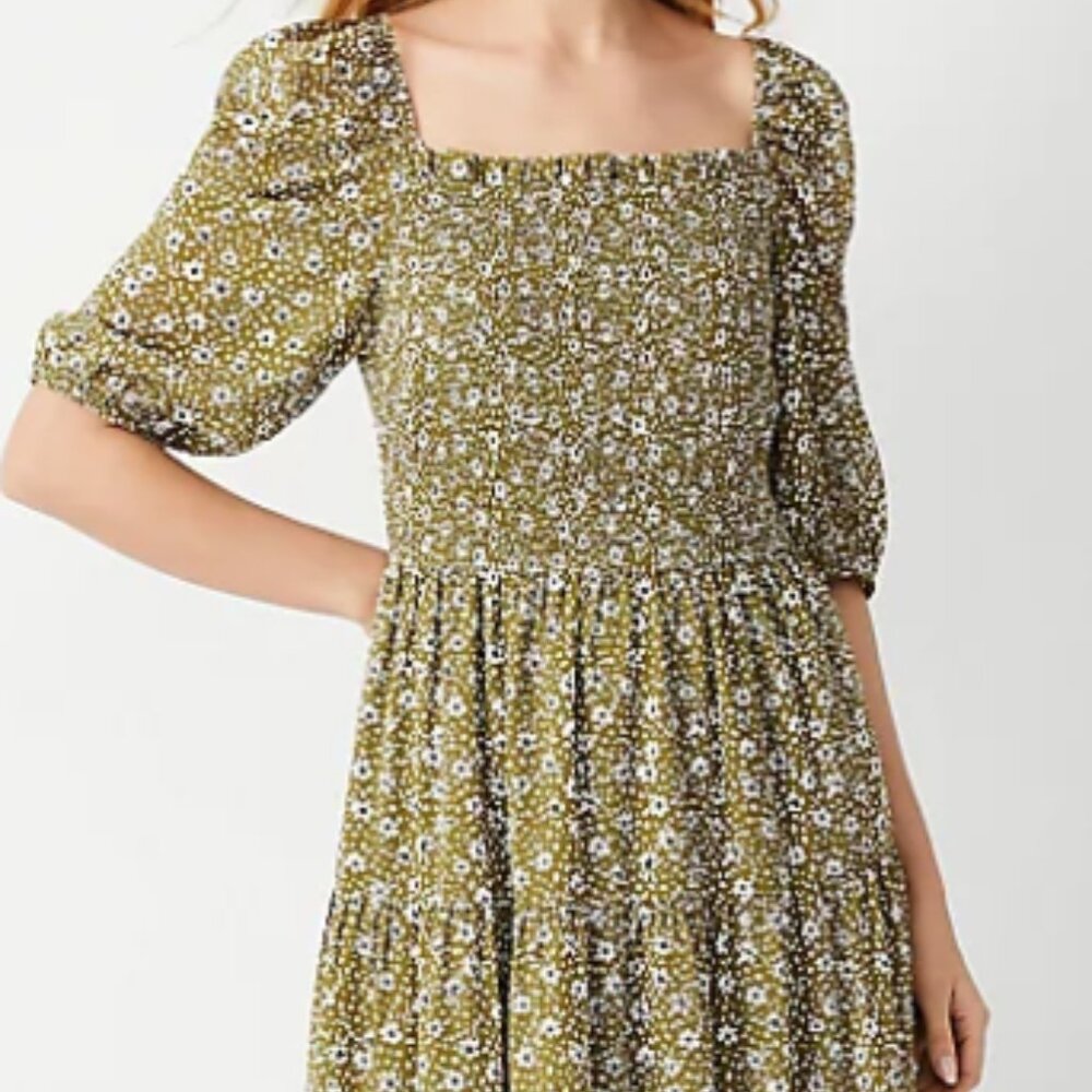 Ann Taylor Floral Smocked Bodice Maxi Dress